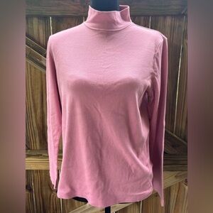 Laura Scott Rose Pink Cotton Long Sleeve Turtleneck Top Size L
